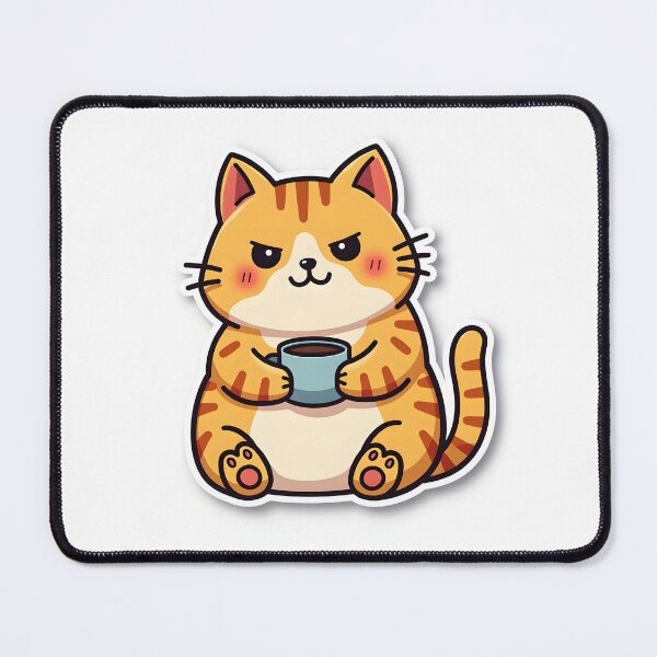 Item preview, Sarcastic Cat with Coffee Sticker designed and sold by MilaPrintify.