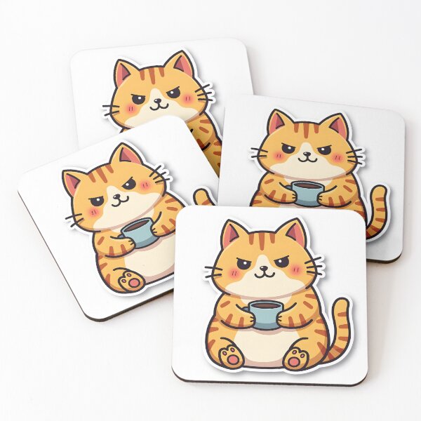 Item preview, Sarcastic Cat with Coffee Sticker designed and sold by MilaPrintify.