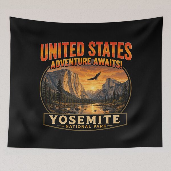 Item preview, Yosemite National Park Vintage Sunset Adventure Retro Hiking Design designed and sold by MerlinWear.
