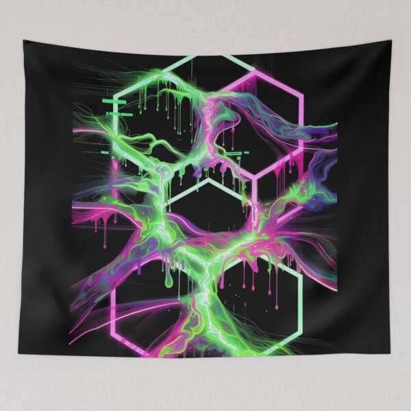 Item preview, Neon Acid Slime Hexagon Cyber Glitch designed and sold by Nexus Space.