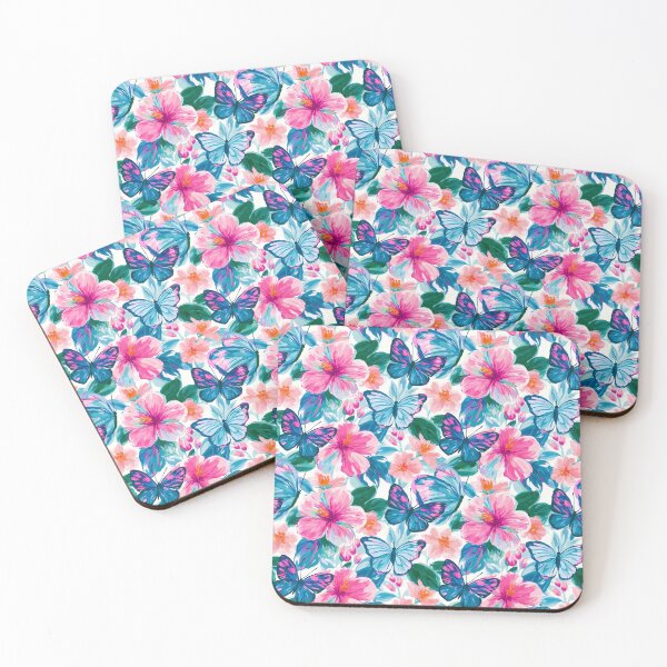 Item preview, Painterly Pink Floral & Azure Blue Butterfly designed and sold by Emily Waters.