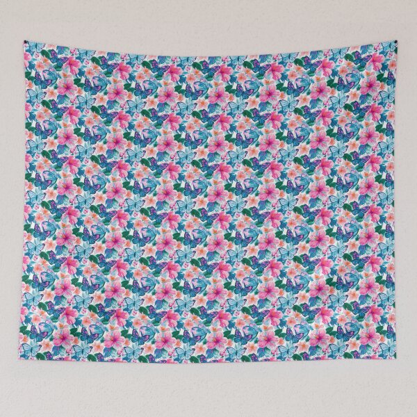 Item preview, Painterly Pink Floral & Azure Blue Butterfly designed and sold by Emily Waters.
