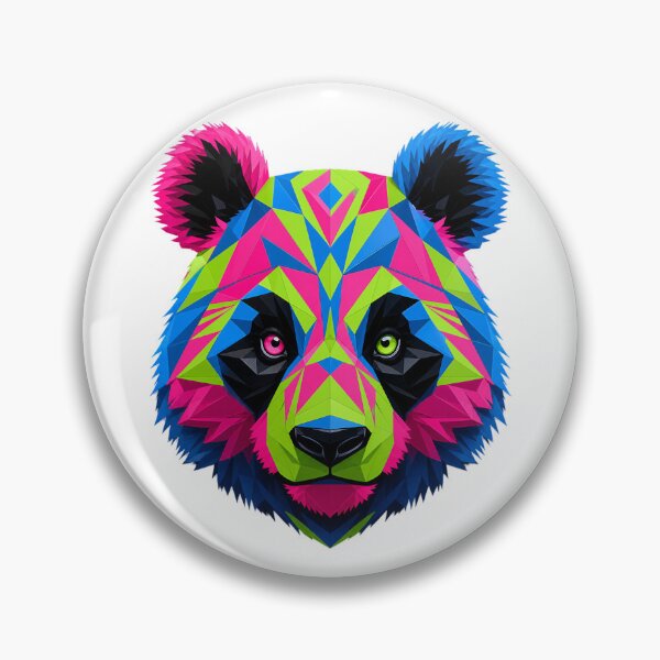 Item preview, Neon Geometric Panda | Vibrant Pop Art Panda Head Print designed and sold by Jandedan.