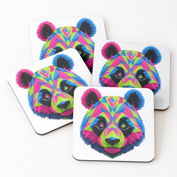 Item preview, Neon Geometric Panda | Vibrant Pop Art Panda Head Print designed and sold by Jandedan.