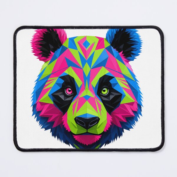 Item preview, Neon Geometric Panda | Vibrant Pop Art Panda Head Print designed and sold by Jandedan.