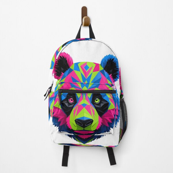 Item preview, Neon Geometric Panda | Vibrant Pop Art Panda Head Print designed and sold by Jandedan.