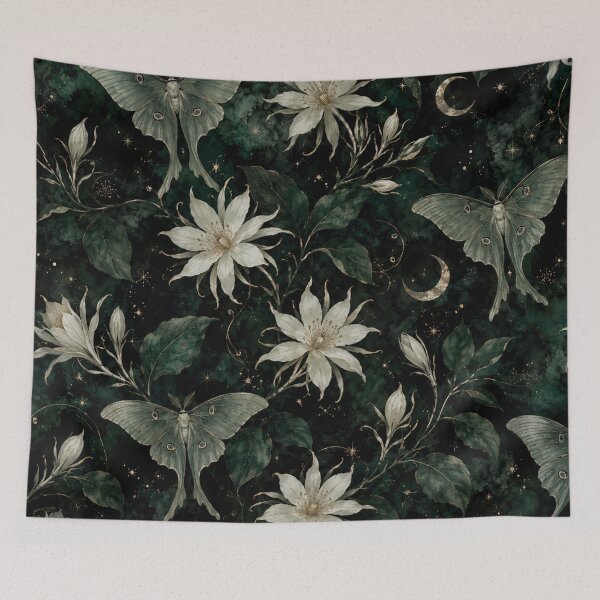 Item preview, Celestial Luna Moth and Moonflower Garden designed and sold by Owcomm.
