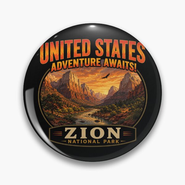 Item preview, Zion National Park Vintage Sunset Adventure Retro Hiking Design designed and sold by MerlinWear.