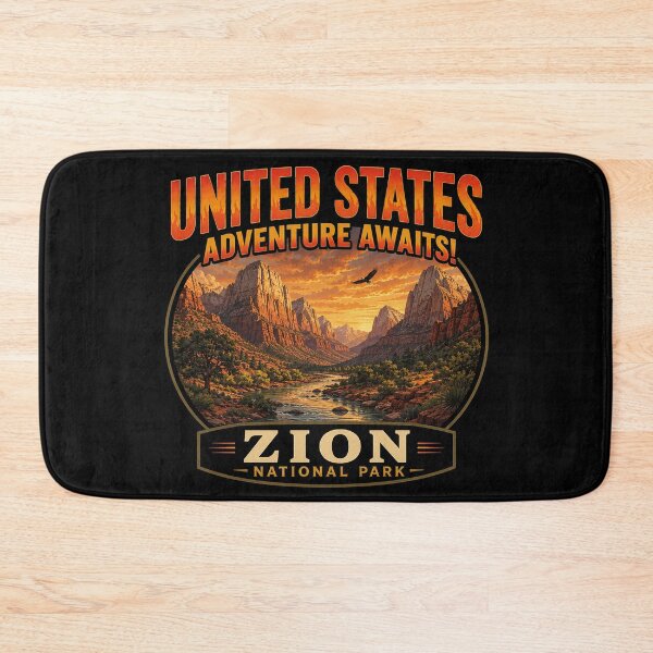 Item preview, Zion National Park Vintage Sunset Adventure Retro Hiking Design designed and sold by MerlinWear.