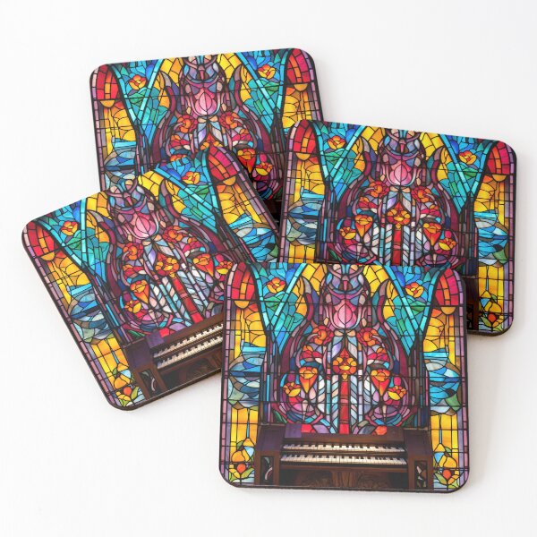 Item preview, Abstract Floral Cathedral Organ Stained Glass Art designed and sold by pinkal.