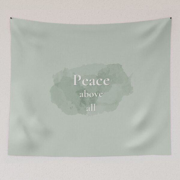 Item preview, Peace Above All – Minimalist Green Watercolor Affirmation Design designed and sold by CosmicQuietLab.