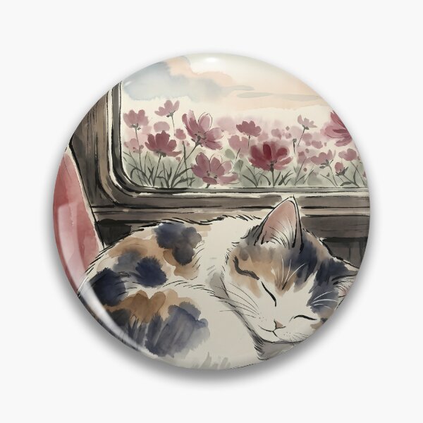 Item preview, Cozy Train Nap with a Calico Cat designed and sold by HezeOtakuArt.