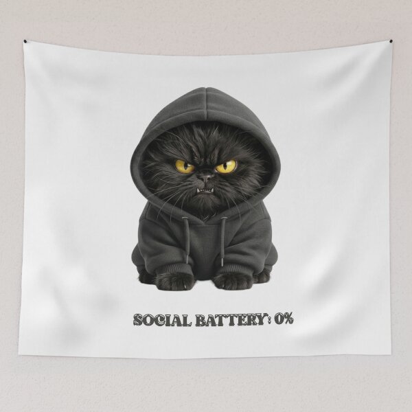 Item preview, Funny Cat Gift Social Battery 0 Percent Black Cat Introvert Shirt designed and sold by Dev Mode.