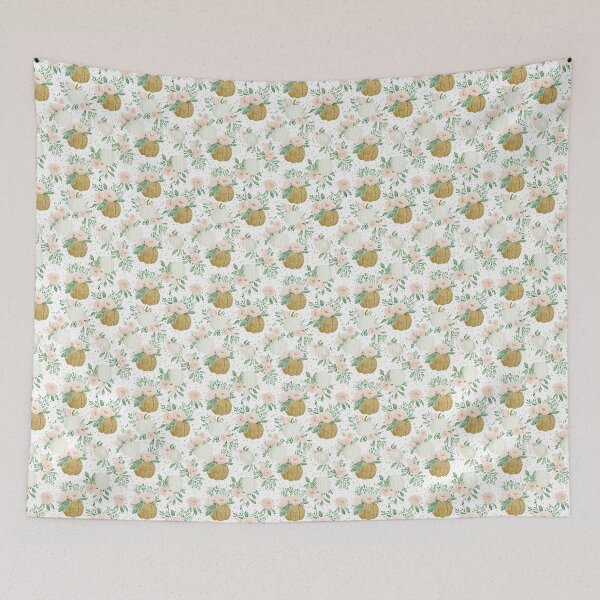 Item preview, Mint Green Pumpkin And Blue Floral Glam Pattern designed and sold by igraphixart.
