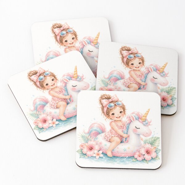 Item preview, Cute Summer Unicorn Float Girl | Kawaii Pool Party Illustration designed and sold by looplandger.
