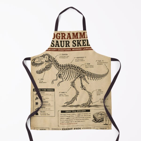 Item preview, Programming Dinosaur Skeleton Made from Syntax and Binary Numbers – Vintage Museum Poster for Developers and Coders designed and sold by PenchalaPrabhas.