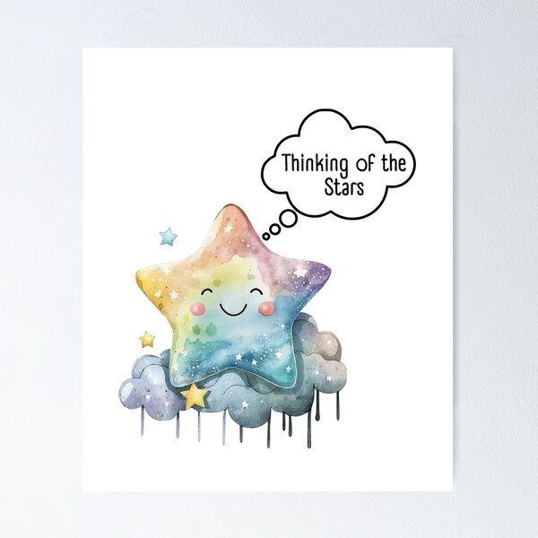 Item preview, Thinking of the Stars – Cosmic Aesthetic Illustrati designed and sold by EVESTUDIOART.
