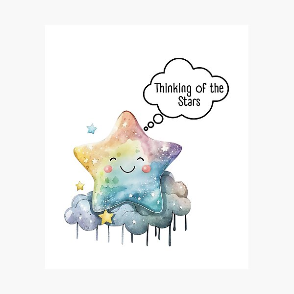 Item preview, Thinking of the Stars – Cosmic Aesthetic Illustrati designed and sold by EVESTUDIOART.