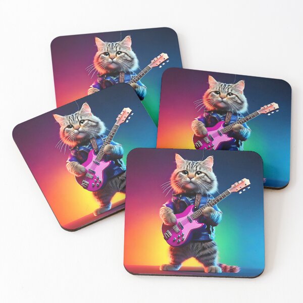 Item preview, Cool Rocker Tabby Cat Playing Electric Guitar designed and sold by ToxicInkArt.