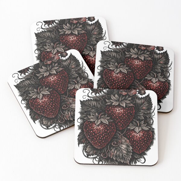 Item preview, Gothic Dark Botanical Strawberry – Dark Academia Nature Engraving Art | Dark Aesthetic Gift designed and sold by irfanshikh.