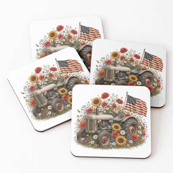 Item preview, Patriotic Farm Tractor with Sunflowers designed and sold by PetalGarden.