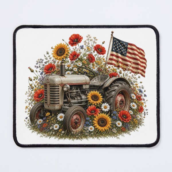 Item preview, Patriotic Farm Tractor with Sunflowers designed and sold by PetalGarden.