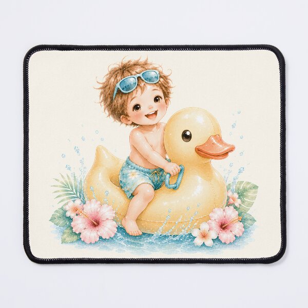 Item preview, Cute Summer Duck Float Boy | Kawaii Pool Party Vacation Illustration designed and sold by looplandger.
