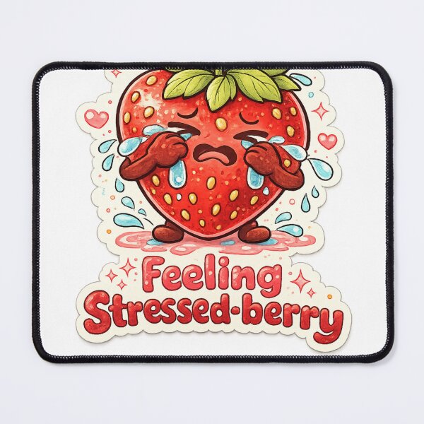 Item preview, Feeling Stressed-berry Crying Strawberry Pun – Funny Relatable Stress Humor Art | Stress Relief Gift designed and sold by irfanshikh.