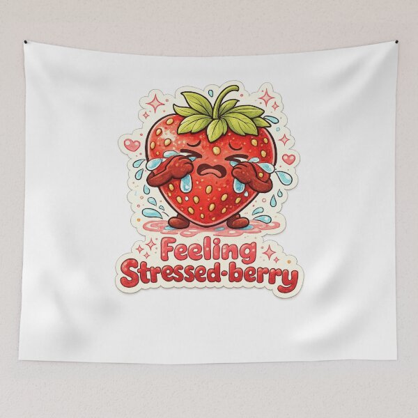 Item preview, Feeling Stressed-berry Crying Strawberry Pun – Funny Relatable Stress Humor Art | Stress Relief Gift designed and sold by irfanshikh.
