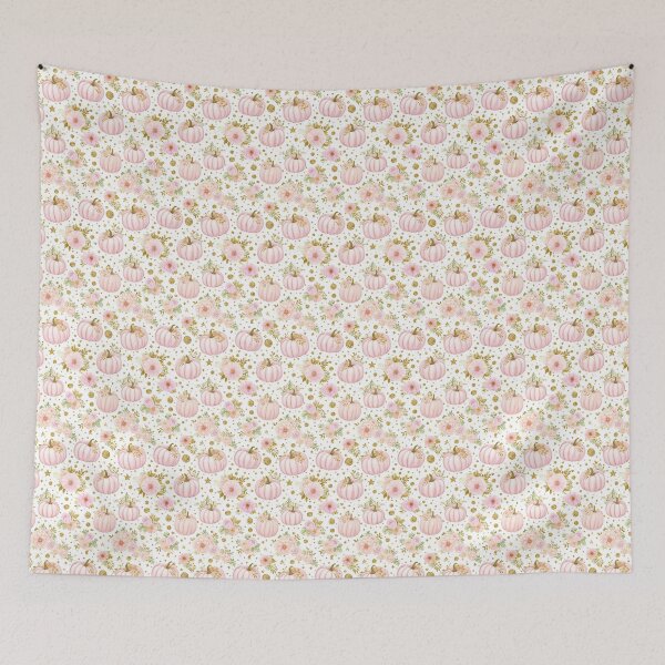 Item preview, Girly Pink Pumpkin And Gold Star Floral Pattern designed and sold by igraphixart.
