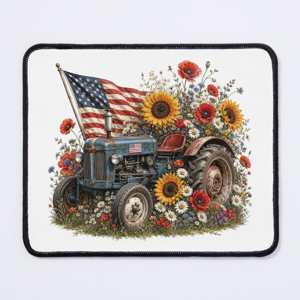 Item preview, Patriotic Farm Tractor with Sunflowers designed and sold by PetalGarden.