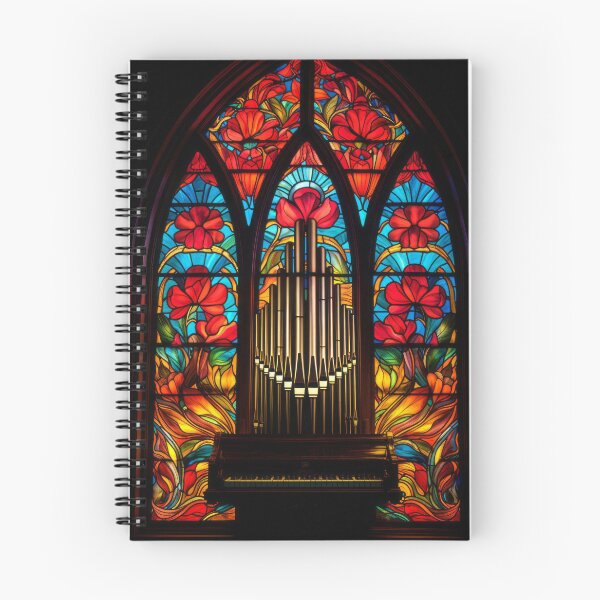 Item preview, Gothic Red Poppy Church Pipe Organ Stained Glass Art designed and sold by pinkal.