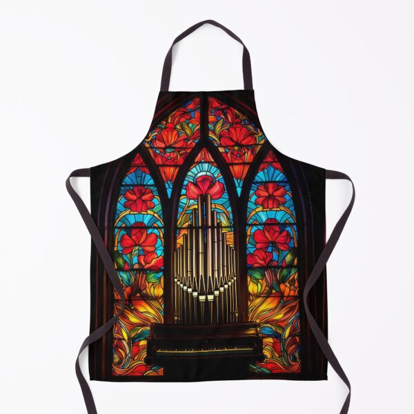 Item preview, Gothic Red Poppy Church Pipe Organ Stained Glass Art designed and sold by pinkal.
