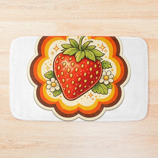 Item preview, Retro 70s Groovy Strawberry Flower Frame – Vintage Bohemian Fruit Art | Retro Strawberry Gift designed and sold by irfanshikh.
