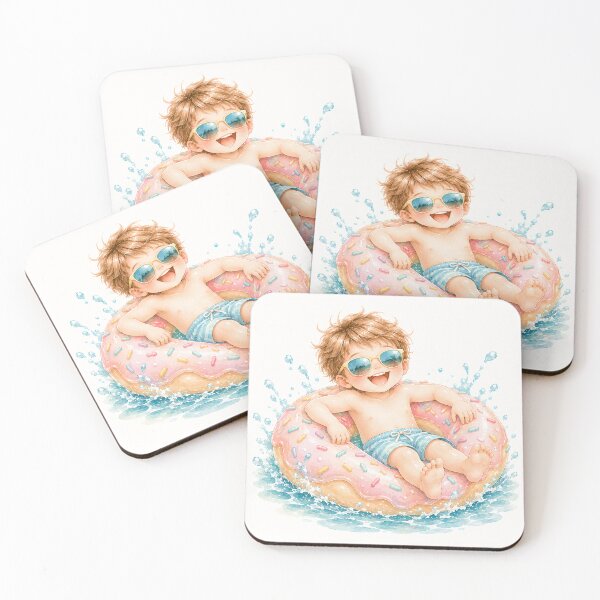 Item preview, Cool Summer Donut Float Boy | Cute Pool Party Vacation Illustration designed and sold by looplandger.