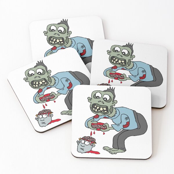 Item preview, Funny Zombie Squeezing Brains Cartoon | Halloween Office Meme designed and sold by MyxaART.