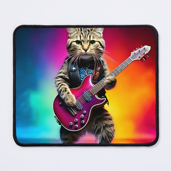 Item preview, Cool Rocker Tabby Cat Playing Electric Guitar designed and sold by ToxicInkArt.