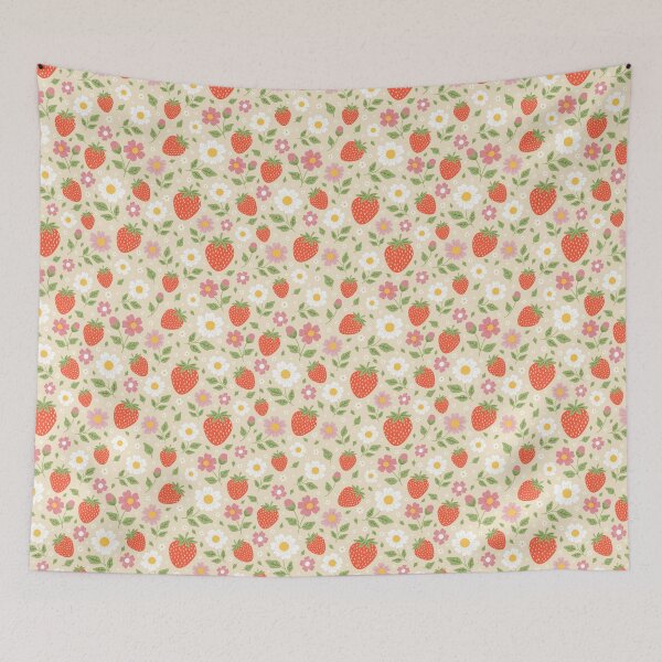 Item preview, Strawberry summer fruit daisy flowers designed and sold by Nicola-Rowe.