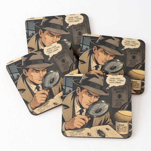 Item preview, : Noir Detective Examining Mysterious Bugs Through a Magnifying Glass – Vintage Comic Style Vector Artwork designed and sold by PenchalaPrabhas.