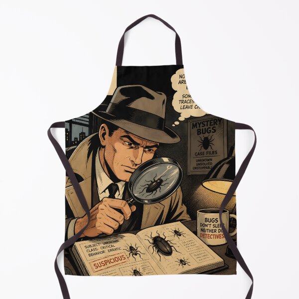 Item preview, : Noir Detective Examining Mysterious Bugs Through a Magnifying Glass – Vintage Comic Style Vector Artwork designed and sold by PenchalaPrabhas.