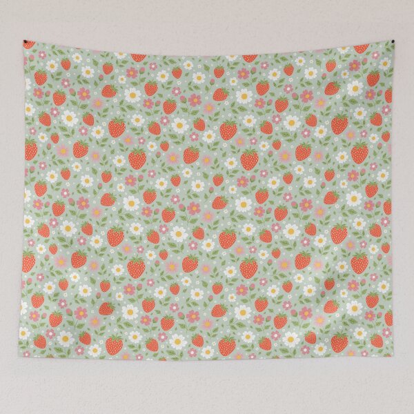Item preview, Strawberry summer garden fruit daisy flowers designed and sold by Nicola-Rowe.