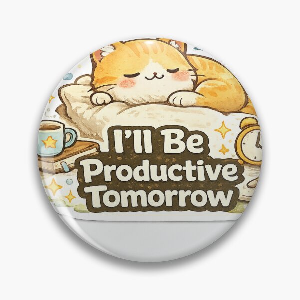 Item preview, I'll Be Productive Tomorrow Cute Lazy Cat Sticker | Funny Productivity Meme designed and sold by GenZStickerHub1.