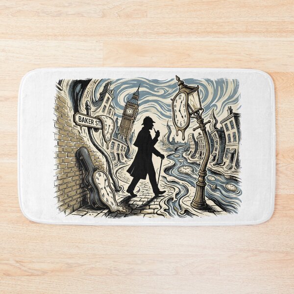 Item preview, Baker St Surreal Melting Clocks Sherlock Holmes Art designed and sold by Fenay Designs.
