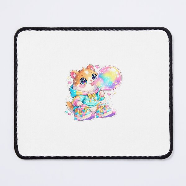 Item preview, Rainbow Bubble Gum Hamster – Cute Kawaii Cartoon Sticker designed and sold by blossomfun.