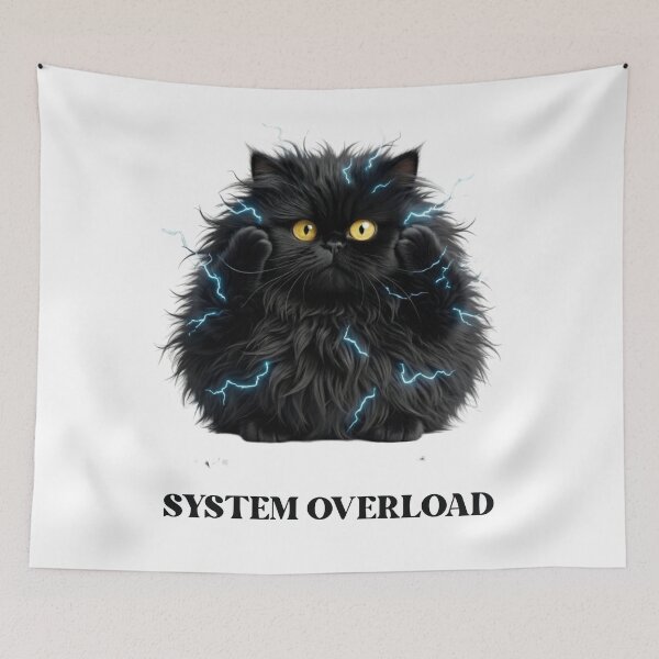 Item preview, Funny Cat Gift System Overload Black Cat Humor Developer Shirt designed and sold by Dev Mode.