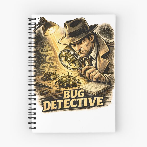 Item preview, : Noir Detective Examining Mysterious Bugs Through a Magnifying Glass – Vintage Comic Style Vector Artwork designed and sold by PenchalaPrabhas.