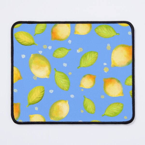 Item preview, Watercolor Lemons & Leaves Pattern – Fresh Citrus Print in blue designed and sold by mariacosadiella.