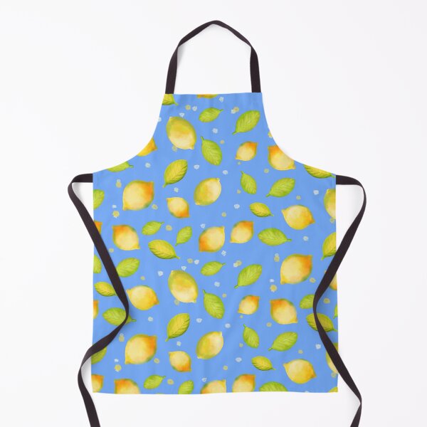 Item preview, Watercolor Lemons & Leaves Pattern – Fresh Citrus Print in blue designed and sold by mariacosadiella.