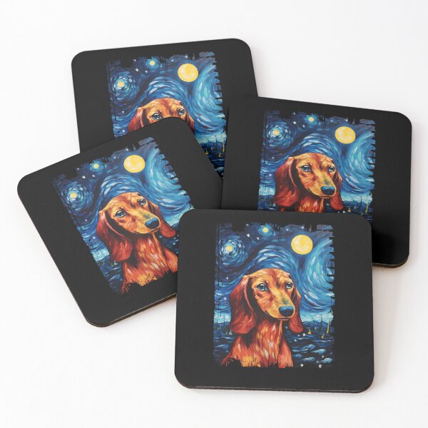 Item preview, Funny Red Dachshund Starry Night Illustration Mom Dad Kids designed and sold by rafaeltto.