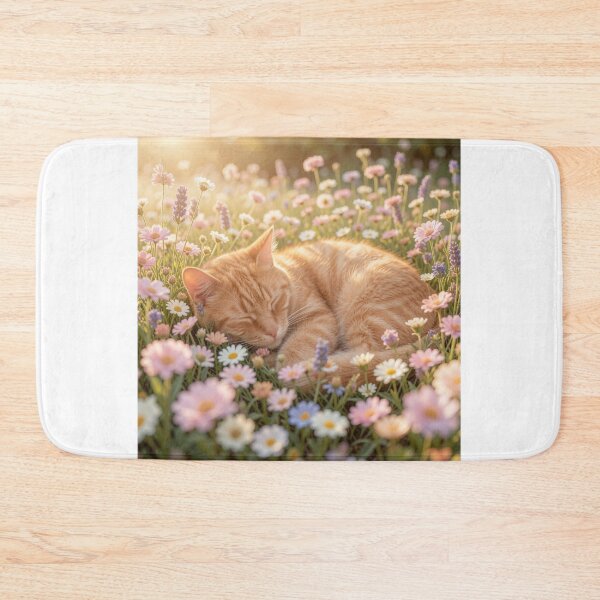 Item preview, Sleeping Ginger Cat | Floral Cottagecore Art designed and sold by Sibling Ink.
